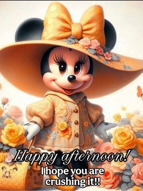 Minnie Mouse Floral Sun Hat Print - Yellow Peach